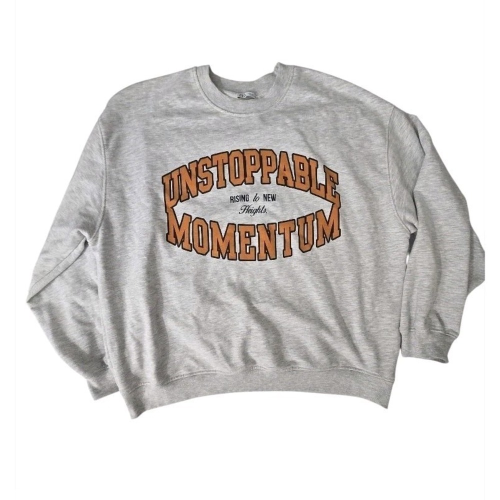 Zara Men's L Sweatshirt Gray Unstoppable Momentum Graphic Pullover Portugal